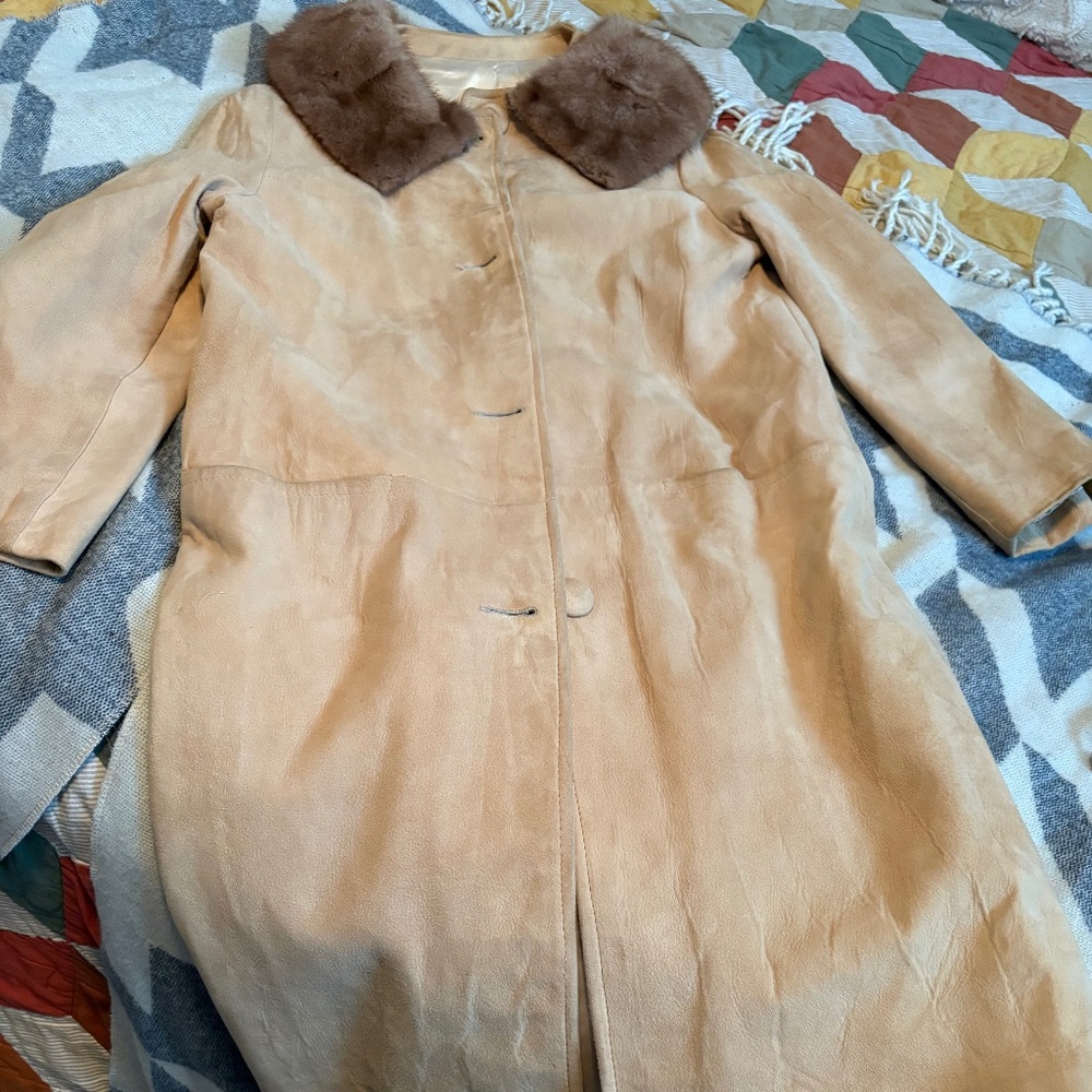 Vintage 40's suede fur 3/4 length coat